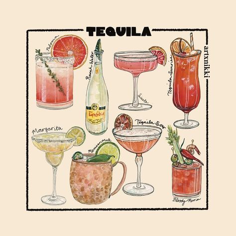 cocktail coaster sets have arrived, the colors of the tequila design have my heart 💗🧂🍋‍🟩 Bar Cart Aesthetic, Classic Tequila Cocktails, Watercolor Cocktails, Tap Truck, Wallpaper Collages, Tequila Cocktail, Cocktail Illustration, Tattoos Women, Dorm Posters