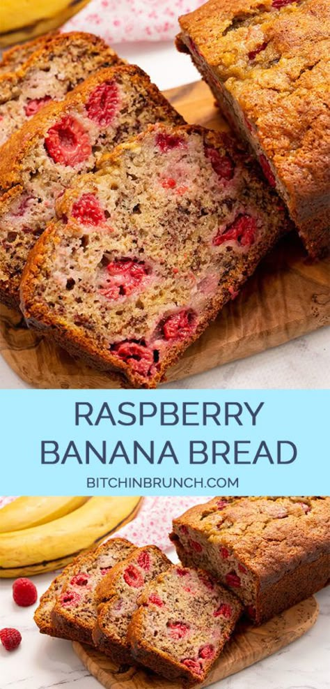 Raspberry Banana Bread, Homemade Banana Bread Easy, Homemade Banana Bread Recipe, Deserts Recipes, Easy Quick Bread, Raspberry Bread, Raspberry Banana, Gluten Free Banana Muffins, Quick Bread Recipes Easy