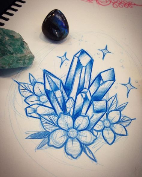 1000+ ideas about Crystal Tattoo on Pinterest | Pretty tattoos ... Crystal Flower Tattoo, Fiori Frangipani, Pinterest Pretty, Crystal Tattoo, Crystal Drawing, Tattoo Feminina, Desenho Tattoo, Art Minimaliste, Plant Drawing