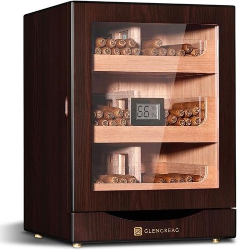 Amazon.com: GLENCREAG MET-1031 Cigar Humidor Cabinet for 100 to 150 Cigars with Spanish Cedar Lining, Tight-Seal Magnetic Door, 3+1 Large Capacity Drawers, Gift for Cigar Lovers : Health & Household Humidor Cabinet, Bathroom Lighting Trends, Dining Ware, Magnetic Door, Lighting Trends, Garage Storage Cabinets, Humidor, Christmas Gifts For Men, Game Room Furniture