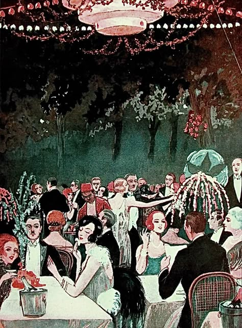 1920s Dancing, 1920s Illustration, Great Gatsby Art, 20s Art, Art Deco Aesthetic, Gary Chapman, Colored Lights, Art Deco Illustration, 1930s Art