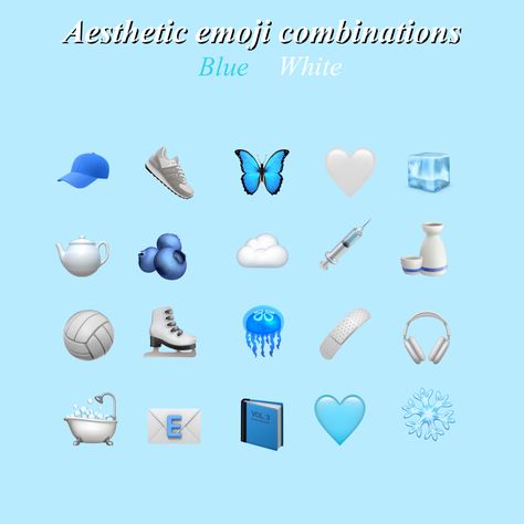 Emojis blue Blue Emojis Aesthetic, Blue Emoji Combinations, Emoji Blue, Blue Emojis, Blue Heart Emoji, Emojis Combinations, Green Emoji, Emoji Cute, Cute Emoji Combinations