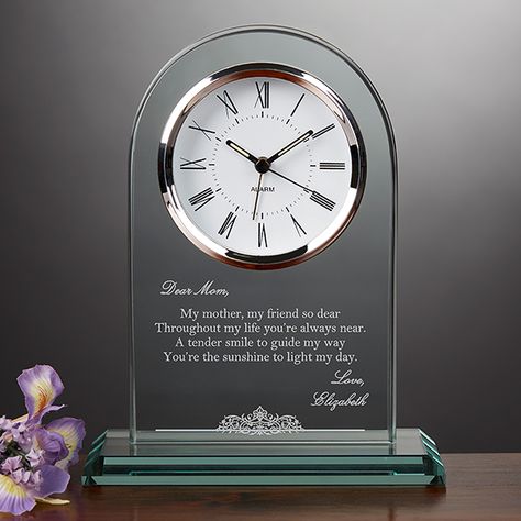 Personalized Glass Clock - Dearest Mother Poem Personalized Office Gifts, Anniversary Clock, Personalized Clocks, 50 Wedding Anniversary Gifts, Best Anniversary Gifts, 50th Anniversary Gifts, 50th Anniversary Party, Anniversary Pictures, First Anniversary Gifts