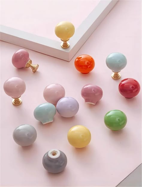 Colorful Ceramic Cabinet Knobs Candy Ball Dresser Knob Nursery Room Drawer Knob Gray Yellow Green Blue Pink White Home Decor - Etsy Colorful Knobs, Wardrobe Knob, Ceramic Cabinet, Candy Balls, Dresser Knob, Drawer Knob, Colorful Ceramics, Ceramic Knobs, Unique Kids