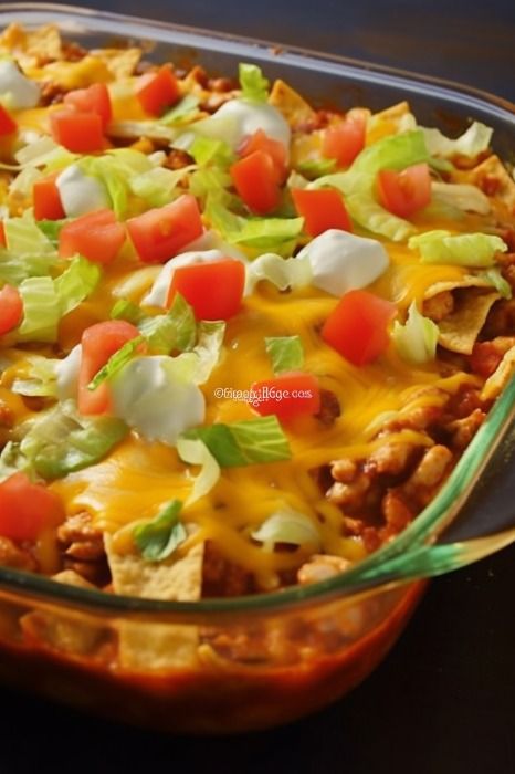 Walking Taco Casserole - Delicious Dinner Taco Salad Bake Casserole, Casseroles Recipes Healthy, Taco Casserole Tortilla Chips, Mexican Casserole Doritos, Taco Pizza Casserole, Taco Casserole Fritos, Mexican Casseroles For A Crowd, Dorito Taco Salad Casserole, Ww Walking Taco Casserole