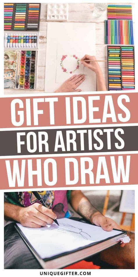 Gift Ideas for Artists Who Like to Draw | Artist Gifts | Drawing Supplies and Accessories | Presents for the Artist in Your Life | Drawing Related Gifts #artistgiftideas #artistgifts #drawinggifts #artsupplies Sketch Book Gift Ideas, Gifts For Artist Boyfriend, Gift Ideas For Sketch Artists, Gift Box Art Drawing, Gifts For An Artist Friend, Best Gifts For Artists, Cool Gifts For Artists, Gifts For Drawing Artists, Sketch Gift Ideas