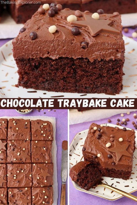 Chocolate Cake Tray Bake, Easy Chocolate Sheet Cake Recipe, Easy Chocolate Sheet Cake, Sjokolade Koek, Chocolate Traybake, Traybake Cake, Chocolate Sheet Cake Recipe, Sheet Cake Recipe, Tray Bake Recipes