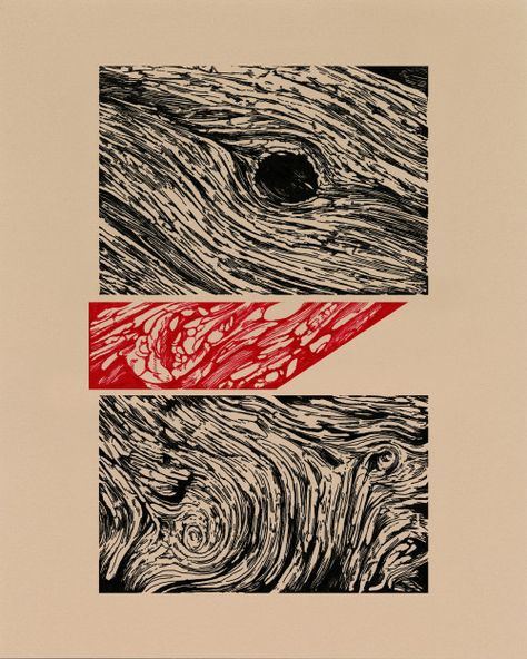 ryantippery: Ryan Tippery | A collection of... - Cosmonautilus Ryan Tippery, Motifs Art Nouveau, Linocut Art, Monoprint, Linocut, Graphic Design Inspiration, Red And Black, Printmaking, Wood Grain