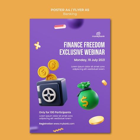 Vertical poster template for online bank... | Free Psd #Freepik #freepsd #poster #template #money #poster-template Money Poster Design, Bank Poster, Banking And Finance, Money Lending, Money Poster, Ronaldo Videos, Vertical Poster, Online Banking, Class Projects