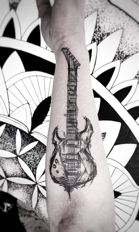 Tattoo Guitar, Guitar Tattoo Design, Rock Tattoo, Tattoo Culture, Guitar Tattoo, Music Tattoo Designs, Magic Tattoo, Daisy Tattoo, Stood Up