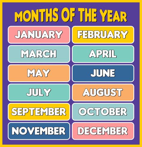 Printable Months Of The Year Chart Name Of Months Printables, Months Of The Year Charts For Classroom, Month Chart Preschool, Month Name Chart, Months Of The Year Chart Ideas, Month Of The Year Chart For Preschool, Months Of The Year Printables Free, Months Of The Year Chart, Printable Months Of The Year