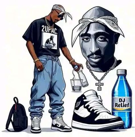 2pac Cartoon, 2pac Pop Art, Demetrius Johnson, Tupac Illustration Art, Tupac Tshirt Design, 2pac Design Tshirt, Hop Tattoo, Hip Hop Tattoo, 2pac Videos