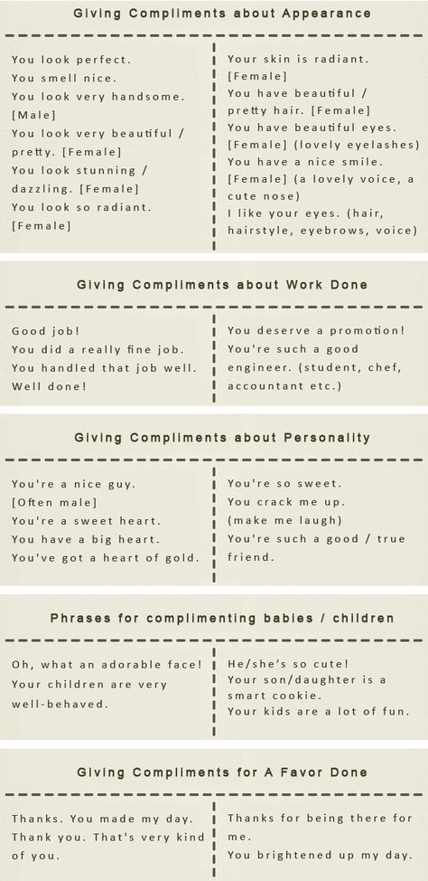 How to make someone's day: Give a compliment in English. Formulas for giving compliments. - learn English,compliments,communication,english Words For Compliments, How To Give A Compliment, How To Compliment Someone, Simple Compliments, Communication English, Give Compliments, Compliment Words, Giving Compliments, Conversation Skills