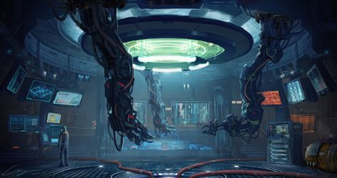 Laboratory on Behance Scifi Lab, Sci Fi Laboratory, Scifi Interior, Sci Fi Environment, Futuristic Art, Futuristic City, Science Fiction Art, Cyberpunk Art, Futuristic Technology