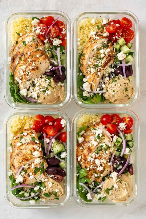 Mediterranean Bowls Meal Prep, Mediterranean Lunch Box Ideas, Mediterranean Lunch Meal Prep, Mediterranean Meal Prep, Meal Prep Greek, Mediterranean Diet Meal Prep, Couscous Bowl, Light Dinners, Chicken Couscous