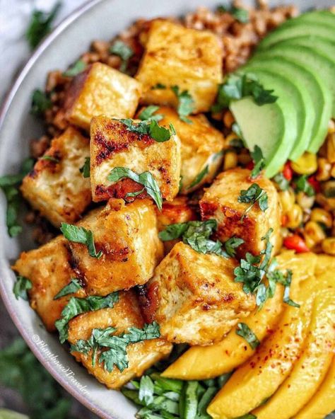 Spicy Mango Habanero Tofu - Good Old Vegan Tofu Recipes, Vegan Cooking, Vegan Eating, Vegan Recipes Easy, Vegan Dinners, Easy Vegan, Veggie Recipes, Plant Based Recipes, Whole Food Recipes