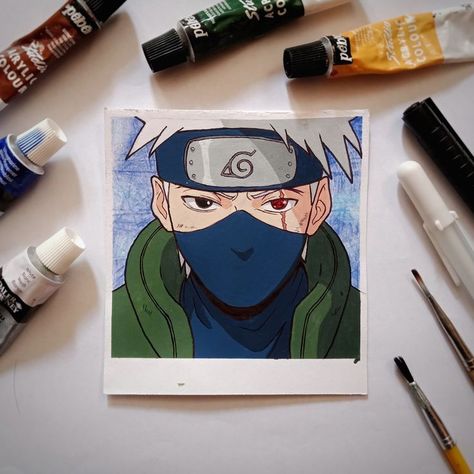 Naruto Drawing, Comic Art Sketch, Characters Drawing, Gift Crafts, Splatter Art, Hatake Kakashi, Naruto Drawings, Cute Easy Drawings, Small Canvas