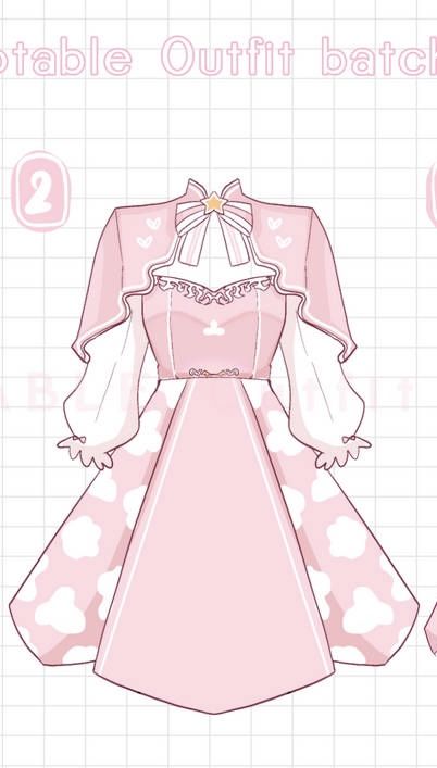 Cute Dress Drawing Kawaii, Pink Adoptable Outfit, Pink Clothes Drawing, Cute Anime Dress, Pink Anime Dress, Kawaii Clothes Drawing, Cute Dress Drawing, Cute Outfit Ideas Drawing, Vtuber Outfit Ideas