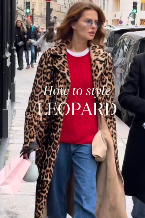 how to style leopard | leopard outfit inspo | leopard outfit aesthetic | parisian style | parisian outift | french fashion | euro style | chic style | outfit inspiration 2024 Leopard Print Christmas Outfit, Leopard Print Combinations, Animal Print Christmas Outfit, Leopard Print Scarf Outfit Winter, Leopard Print Shoes Outfit Casual, Leopard Gilet Outfit, Leopard Jacket Outfit Street Style, Leopard Print Belt Outfit, Leopard Print Outfits 2024