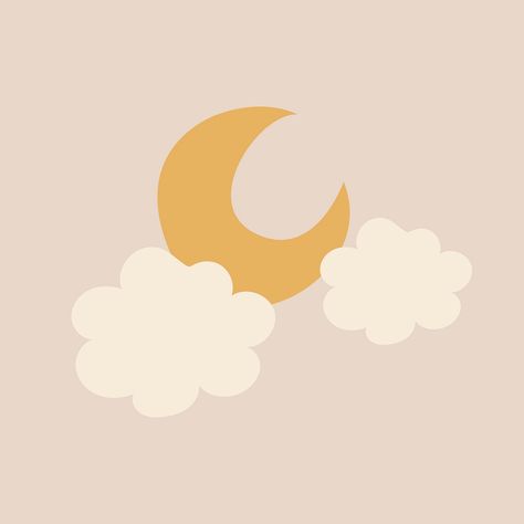 Crescent moon nature sticker, doodle illustration in earthy design psd | free image by rawpixel.com / Kita Moon And Clouds Illustration, Brown Aesthetic Clouds, Aesthetic Beige Brown, Website Aesthetic, Earthy Design, Moon Cookies, Moon Nature, Aesthetic Clouds, Clouds Aesthetic