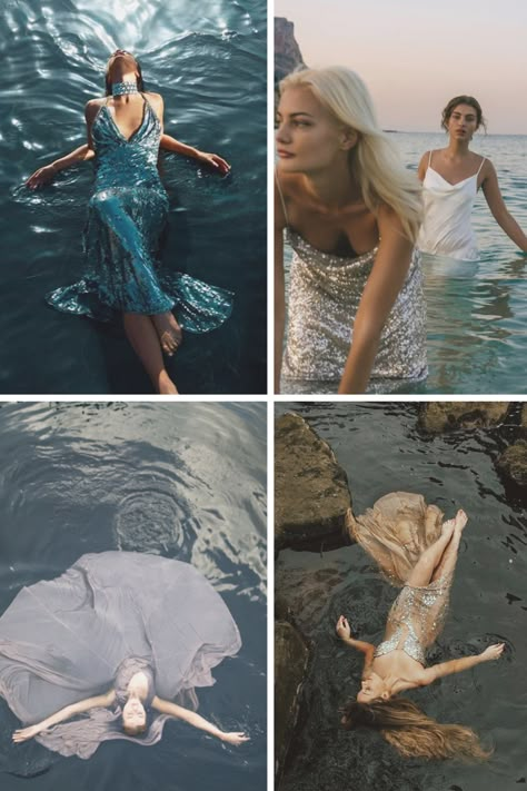 Lake Modeling Photography, Dress In River Photoshoot, Lake Dress Photoshoot, Water Dress Photoshoot, Lady Of The Lake Photoshoot, Water Themed Photoshoot, In The Ocean Photoshoot, Dress Water Photoshoot, Dress In Water Photoshoot