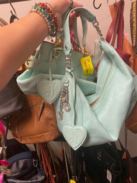 Baby Blue Vintage Juicy Couture Purses🤩 I’m thinking about selling the smaller one.. offers accepted on Depop @mulaniii Vintage Juicy Couture, Thrift Finds, Blue Vintage, Juicy Couture, Baby Blue, Light Blue, Couture, Blue