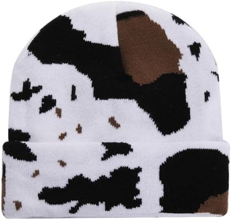 UOYOTT Cow Print Winter Hats for Women Men Checkered Pattern Beanie Knitted Soft Warm Ski Cap Cow Print Beanie, Cow Beanie, Skull Hat, Beanie Hats For Women, Winter Hats For Men, Beanie Style, Winter Hats Beanie, Cow Pattern, Winter Hats For Women