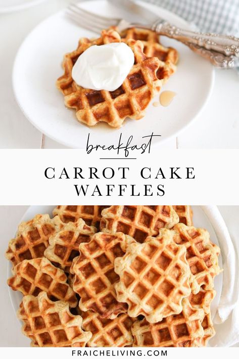 Perfect for slow weekend mornings, these Carrot Cake pancakes can easily be made into waffles (our fav to be honest) and are filled with health ingredients! #carrotcakewaffles #carrotcakepancakes #carrotcake #carrotcakerecipe Carrot Banana Pancakes, Carrot Cake Pancakes Easy, Carrot Cake Pancakes Healthy, Veggie Waffles Kids, Toddler Waffles Healthy, Toddler Waffle Recipe, Toddler Waffles, Veggie Waffles, Baby Waffles