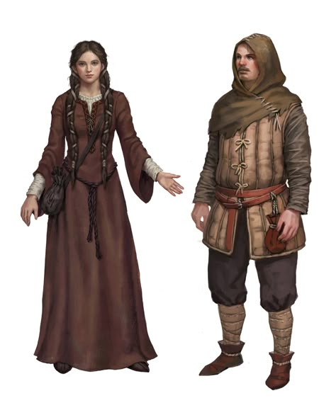 Peasant Fantasy Art, Peasant Character Design, Dnd Peasant, Fantasy Peasant, Peasant Art, Medieval Peasant, Warhammer Fantasy Roleplay, Retro Gaming Art, Dungeons And Dragons Characters