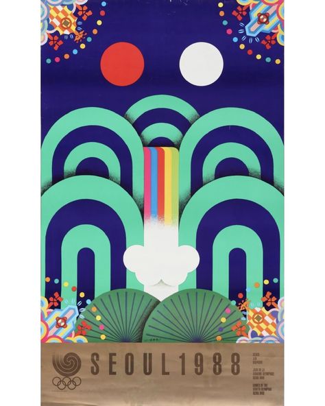 Did you know the Olympics were held in Seoul in 1988? This historic event marked the end of the Cold War era and showcased South Korea's incredible economic growth and recovery. It positioned South Korea as a key player on the global stage. The 1988 Seoul Olympics beautifully combined Korea's rich traditions with modern aesthetics, creating iconic designs. Check out the emblem inspired by the Taeguk symbol and the dynamic posters featuring traditional Korean art. And don't forget Hodori, th... Korea Traditional Design, Korean Poster Design, Korea Graphic Design, Korean Symbols, Traditional Korean Art, Seoul Aesthetic, Shape Posters, Economic Growth, Traditional Korean