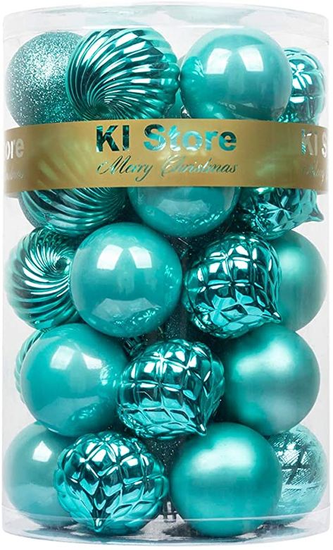 Aqua Christmas Decor, Turquoise Christmas Decor, Aqua Christmas, Teal Christmas, Boho Christmas Decor, Turquoise Christmas, Beachy Christmas, Christmas Ball Ornaments, Christmas Tabletop