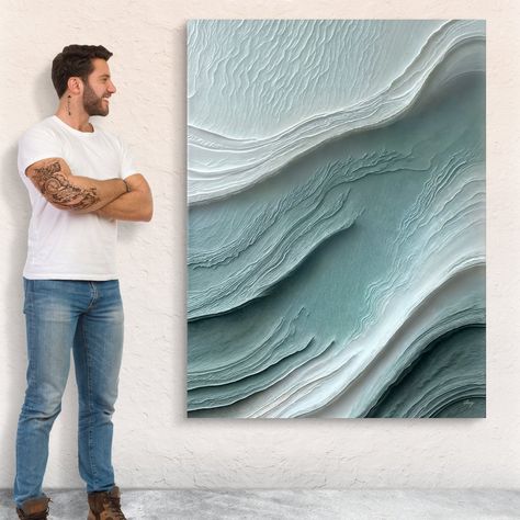 We're excited to announce our partnership with Steven Dencic and his collections! Bring the tranquility of the sea to your home with "Aegean Layers" from this talented artist. This canvas features soothing, layered hues of blue and white, evoking the gentle waves of the ocean. Perfect for creating a calm and peaceful atmosphere, it adds a touch of coastal elegance to any room. Get a flawless replica of Steven Dencic's original paintings, scanned pixel by pixel for perfect detail. Each print feat Sea Texture Art, Textured Wave Art, Sea Texture, Ocean Wave Painting, Waves Of The Ocean, Ocean Wall Decor, Coastal Elegance, Apartment Art, Lake Beach