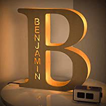 Letter Lamp, Personalized Wooden Letters, Letter Lights, Alphabet Lighting, Light Up Letters, Custom Baby Gifts, Romantic Lighting, Nursery Accessories, Wooden Letter