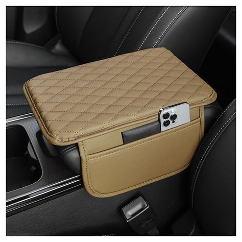 PRICES MAY VARY. 🔰 UPGRADED SIDE STORAGE DESIGN - Our product dimensions are; 12.13 x 7.8 inches, please be sure to measure your armrest box to see if it fits before purchasing！There is an 8.66*5.12 inch storage pocket design on each left and right side, expanding the storage space, convenient and practical. Meet the storage needs of the main passenger seat, you can store your cell phone, keys, tissues, ID and some other small daily items. 🔰 PREMIUM MICROFIBER LEATHER MATERIAL - This car cente Center Console Cover, Car Console, Car Armrest, Car Center Console, Car Center, Storage Design, Arm Rest, Car Gadgets, Car Storage