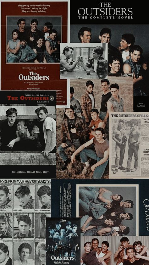 #TheOutsiders The Outsiders Quotes, 80s Aesthetic Wallpaper, The Outsiders Imagines, Outsiders Movie, The Outsiders Greasers, The Outsiders 1983, Movie Collage, Brat Pack, 80s Aesthetic