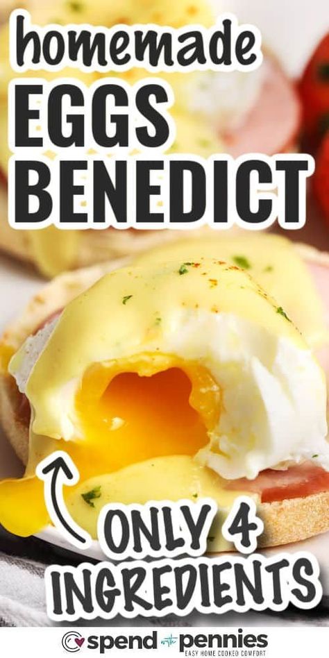 This homemade eggs benedict recipe is super easy yet elegant! With simple ingredients and 20 minutes, this fancy breakfast is the go-to dish for breakfast or brunch. Impress your guests or family with this delicious recipe. #eggsbenedict #eggsbenny #hollandaisesauce #spendwithpennies Best Egg Benedict Recipe, Homemade Eggs Benedict, Best Eggs Benedict Recipe, How To Make Eggs Benedict, Eggs Benedict Easy, Egg Benedict Recipe, Eggs Benny Recipe, Easy Eggs Benedict Recipe, Easy Hollandaise