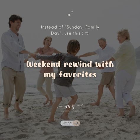 PART 42 — instead of “Sunday, Family Day ”, use these: 🥰 🏷️ #family #fam #sunday #caption #captionideas #notes #instagramtips #randomideas #fyp #margesn Sunday Family Day, Family Day, Instagram Tips, Quick Saves