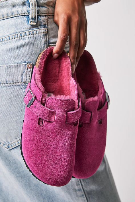 Boston Shearling Birkenstock | Free People Birkenstock Boston Shearling Outfit, Pink Boston Birkenstocks, Birkenstock Clogs Shearling, Boston Shearling Birkenstock, Shearling Birkenstock, Pink Birkenstocks, Birkenstock Shearling-lined Boston Clogs, Boston Shearling, Birkenstock Boston Shearling