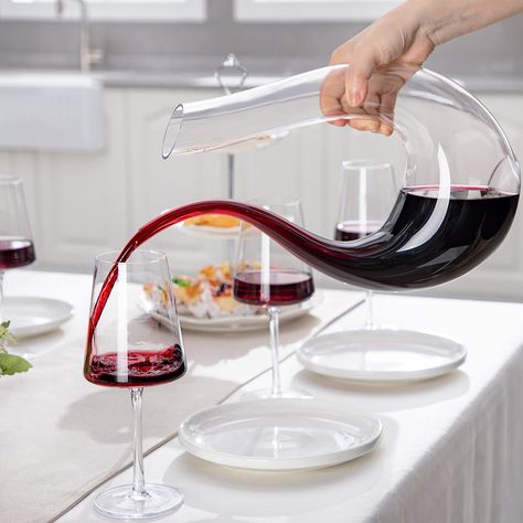 Amisglass Wine Decanter, Lead-free Crystal Glass, Hand Blown Classic Wine Carafe, Provides Intense Aerating in a Stunning U Shape Design - 1.5 Litre : Amazon.co.uk: Home & Kitchen Car Bar, Wine Carafe, Crystal Accessories, Decanters, Wine Decanter, Glass Set, Shape Design, Wine Glasses, Crystal Glass