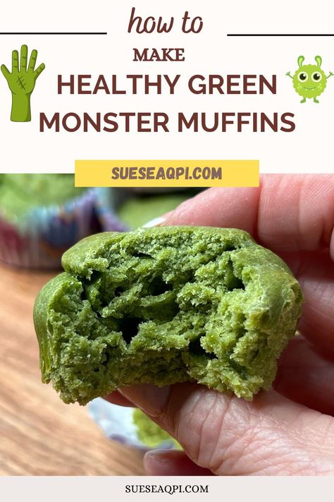 Kid-approved Healthy Green Monster Muffins! Packed with spinach and bananas, these muffins are a deliciously sneaky way to get greens into your little one's diet. Perfect for a nutritious breakfast or snack. Whip up a batch today! #HealthyEating #KidFriendlyRecipes #GreenMonsterMuffins Monster Muffins Green, Green Smoothie Muffins, Spinach Banana Muffins, Smoothie Muffins, Easy Mini Cake, Monster Muffins, Green Muffins, Vegan Finger Foods, Banana Muffins Recipe