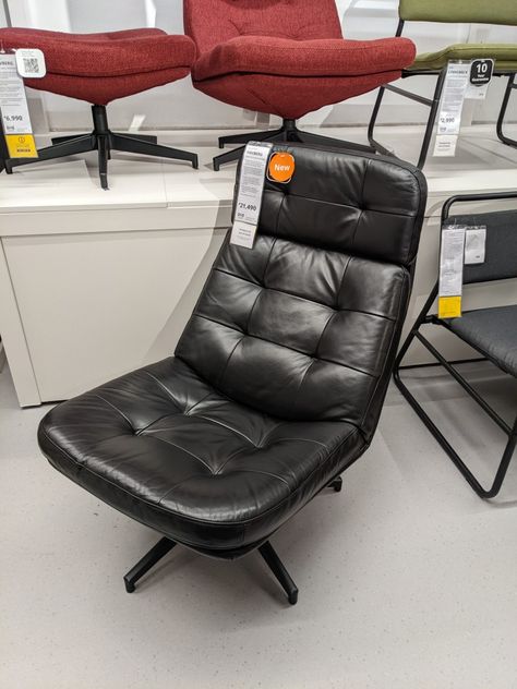 Black leather chair Langfjall Chair Ikea, Ikea Catalog 2022 Chairs, Barcelona Chair, Gaming Chair, Comfortable Chair, Architecture House, Lounge Chair, Lounge, House Design