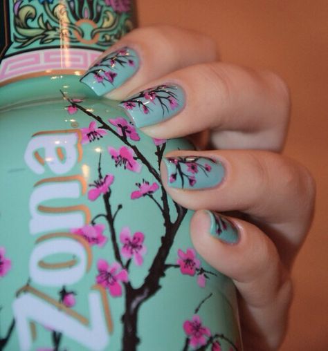 Image via We Heart It https://weheartit.com/entry/140748045/via/24992812 #arizona #drinks #flowers #greentea #nails #thirst #nailsart Green Tea Nails, Dark Theme, Really Cute Nails, Diy Crafts To Do, Arizona Tea, Dream Nails, Funky Nails, Cute Nail Designs, Ikebana