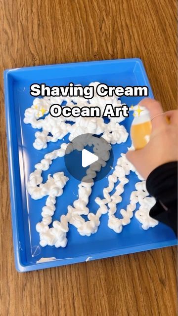 Elementary Ocean Art Projects, Ocean Projects For Kids, Shaving Foam Activities, Ocean Process Art, Under The Sea Crafts For Toddlers, Ocean Aesthetic Drawing, Ocean Art Projects For Kids, Painting With Shaving Cream, Shaving Cream Activities