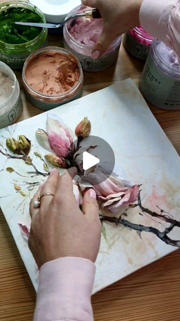 3d Flower Painting, Plaster Tiles, Flowers 3d, Abstract Art Diy, Paint Techniques, Diy Canvas Wall Art, Calligraphy Wall Art, Painted Cakes, Sculpture Painting