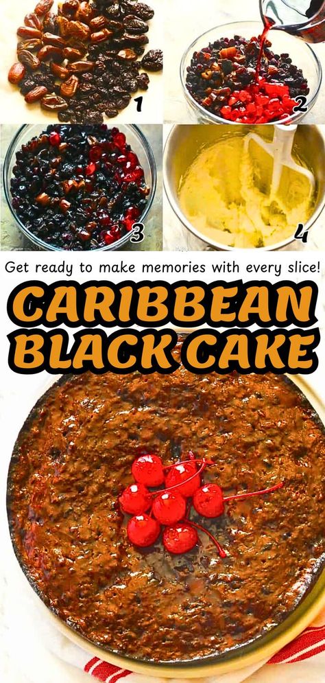 Celebrate with this Decadent Caribbean Black Cake! This unique tropical treat is rich, dark, and boozy, packed with dried fruits and warm spices. Perfect for weddings, Christmas, or any special occasion, it’s a simple yet indulgent dessert that will impress your guests. Get ready to make memories with every slice! #CaribbeanBlackCake #RumCake #HolidayBaking #TropicalDesserts #CelebrationCake #BakingRecipes #InternationalCuisine Black Cake Caribbean, Carribean Black Cake, Black Cake Recipe Caribbean, Jamaican Black Cake Recipe, Caribbean Christmas Food, Caribbean Black Cake, Caribbean Desserts, Boozy Punch, Black Cake Recipe