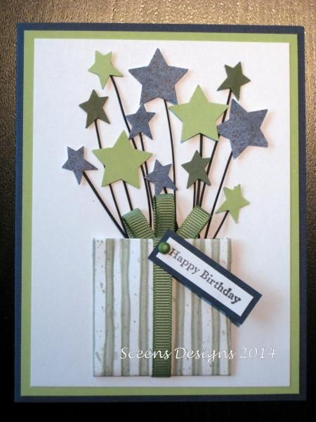 Birthday Stars 2014-02-11 by sceens - Cards and Paper Crafts at Splitcoaststampers Popcorn Crochet, Popcorn Stitch, Birthday Card Craft, Homemade Birthday Cards, Birthday Cards For Boys, Masculine Birthday Cards, Bday Cards, Star Cards, Stitch Tutorial