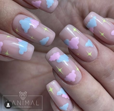 Cloud Nails, Future Nails, Rainbow Nails Design, Magic Nails, Elegant Nail Art, Anime Nails, Nails Aesthetic, Cute Acrylic Nail Designs, Really Cute Nails