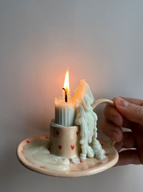 Clay Candleholder, Pottery Candle Holders, Clay Candle Holders, Diy Candle Sticks, Ceramic Cafe, Ceramics Pottery Vase, Clay Candle, Diy Air Dry Clay, Diy Candle Holders