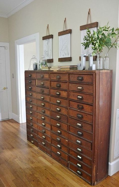 Card Catalog Cabinet, Furniture Illustration, Card Catalog, Gray Walls, Vintage Outdoor, Painting Vintage, Furniture Painting, Style At Home, Diy Vintage