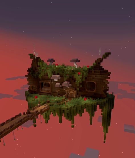 minecraft sky island, cottagecore fallen log minecraft house Fallen Log House Minecraft, Sky Village Minecraft, Mushroom Island Minecraft Builds, Island Minecraft Ideas, Minecraft Skyblock Ideas, Minecraft Mystical Forest, Sky Island Minecraft, Minecraft Sky Island Ideas, Sky House Minecraft